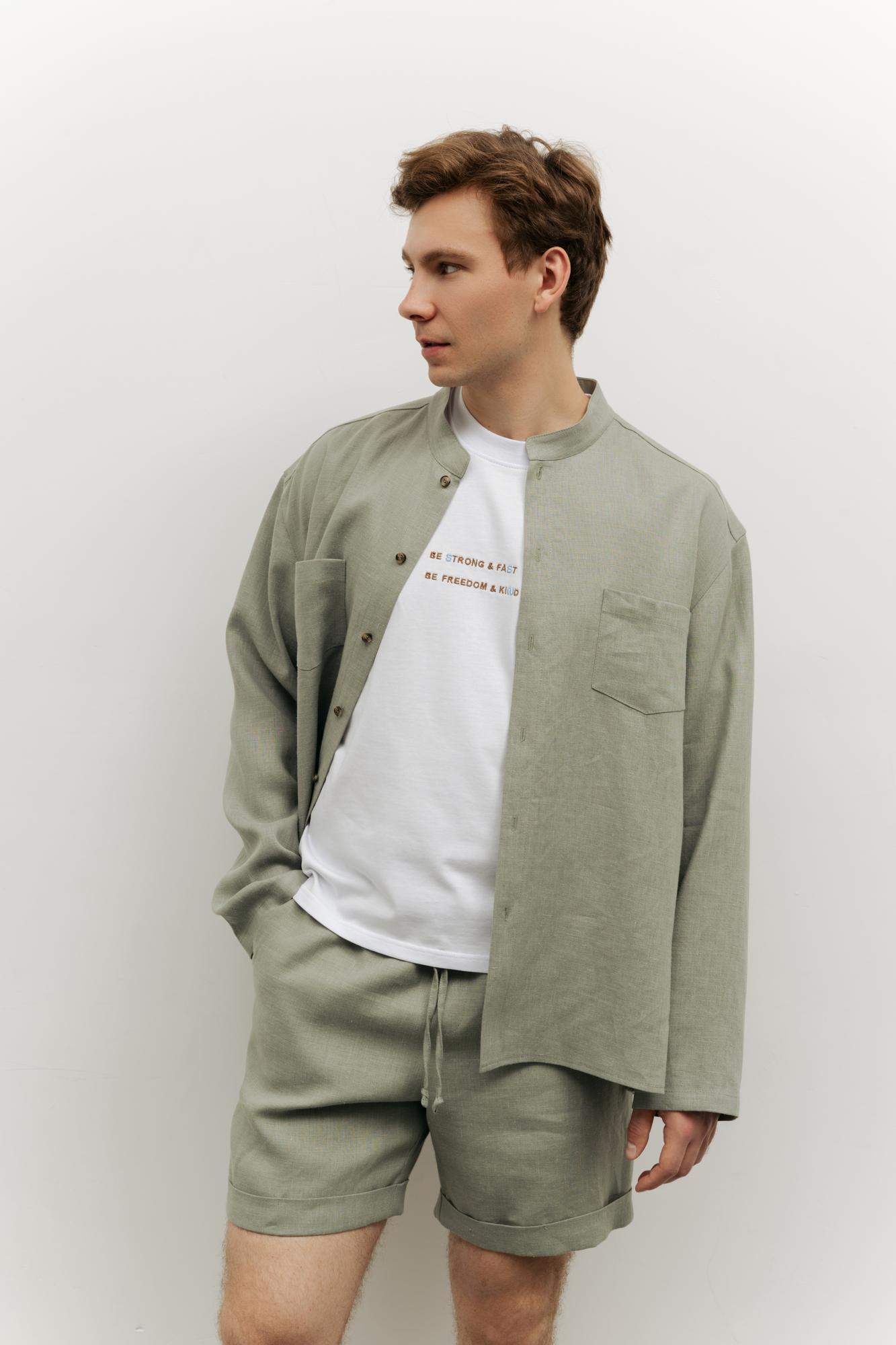 Бермуды изо льна на резинке