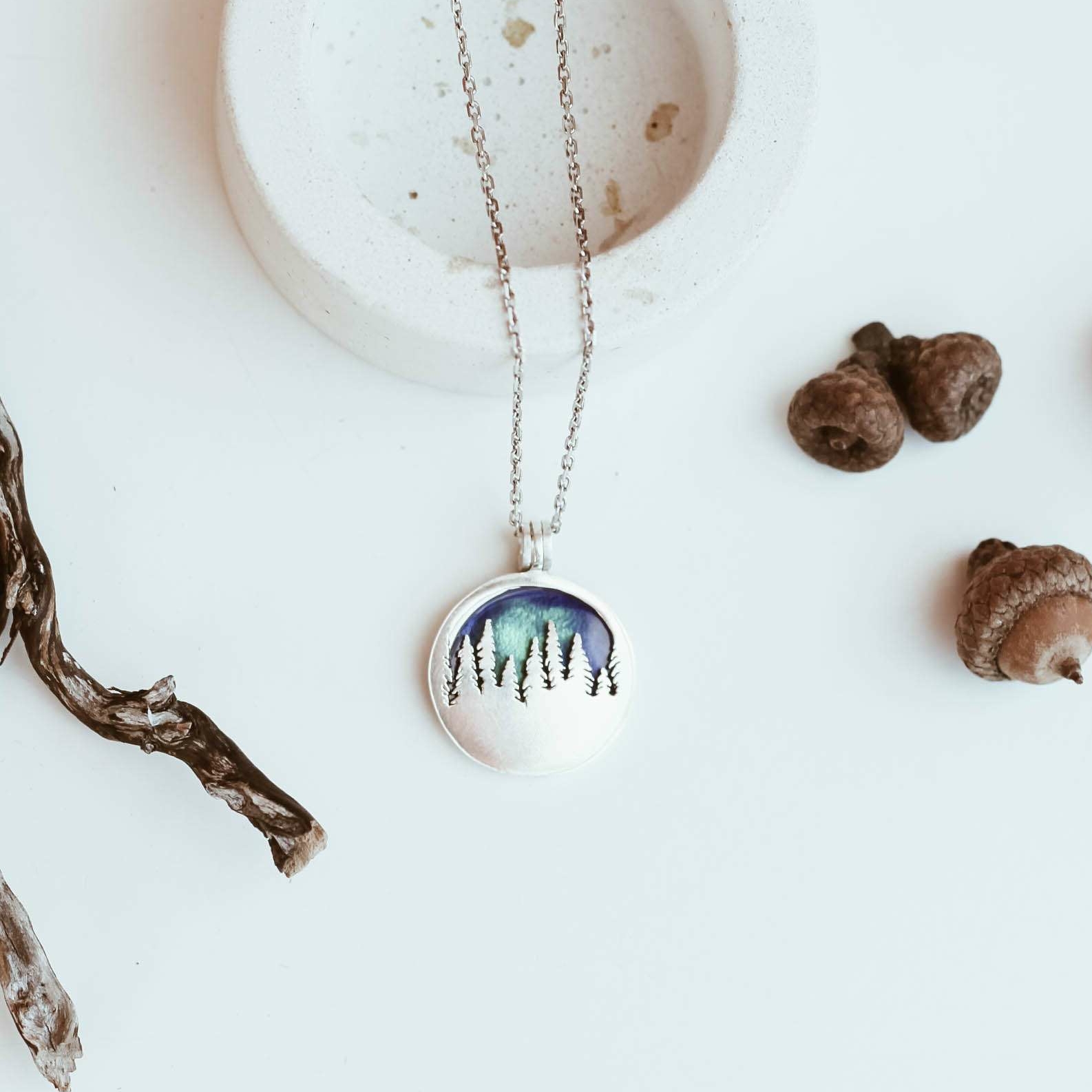 Кулон "Лес" и основа "Сияние"