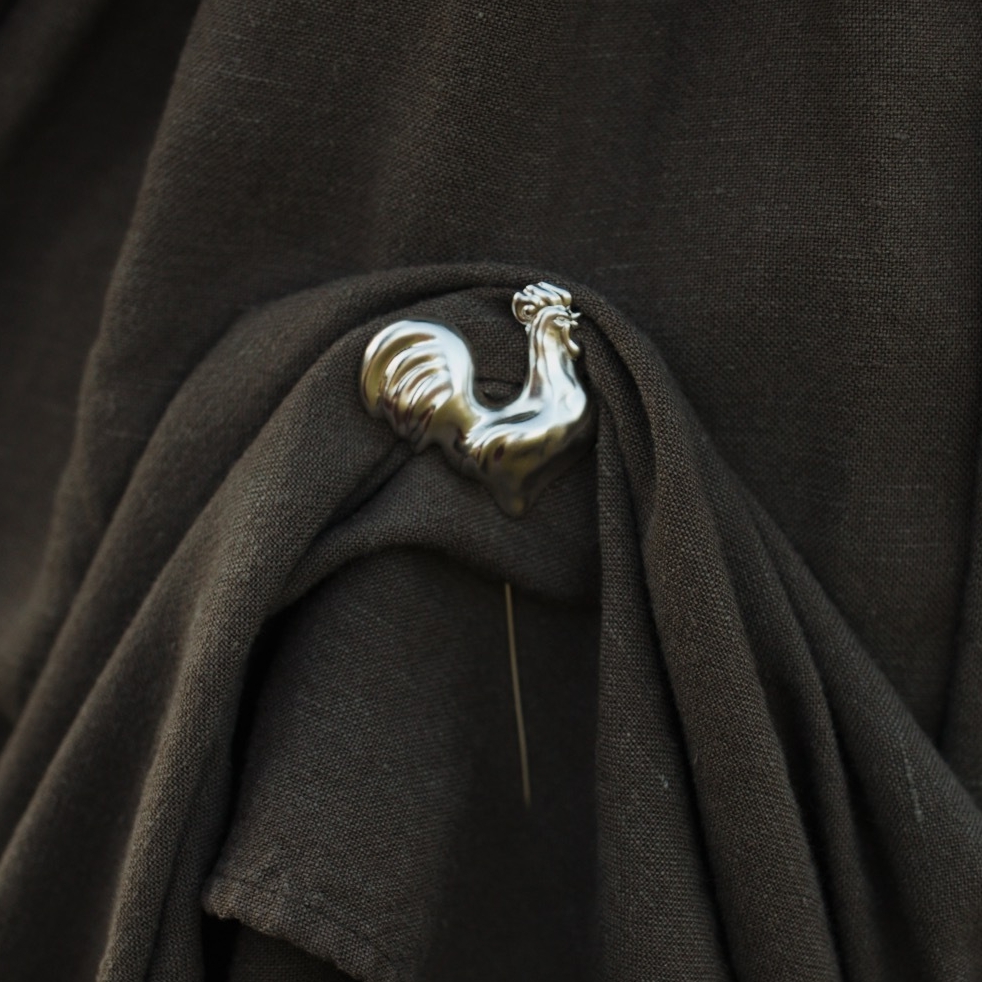 Брошь Петушок серебряный