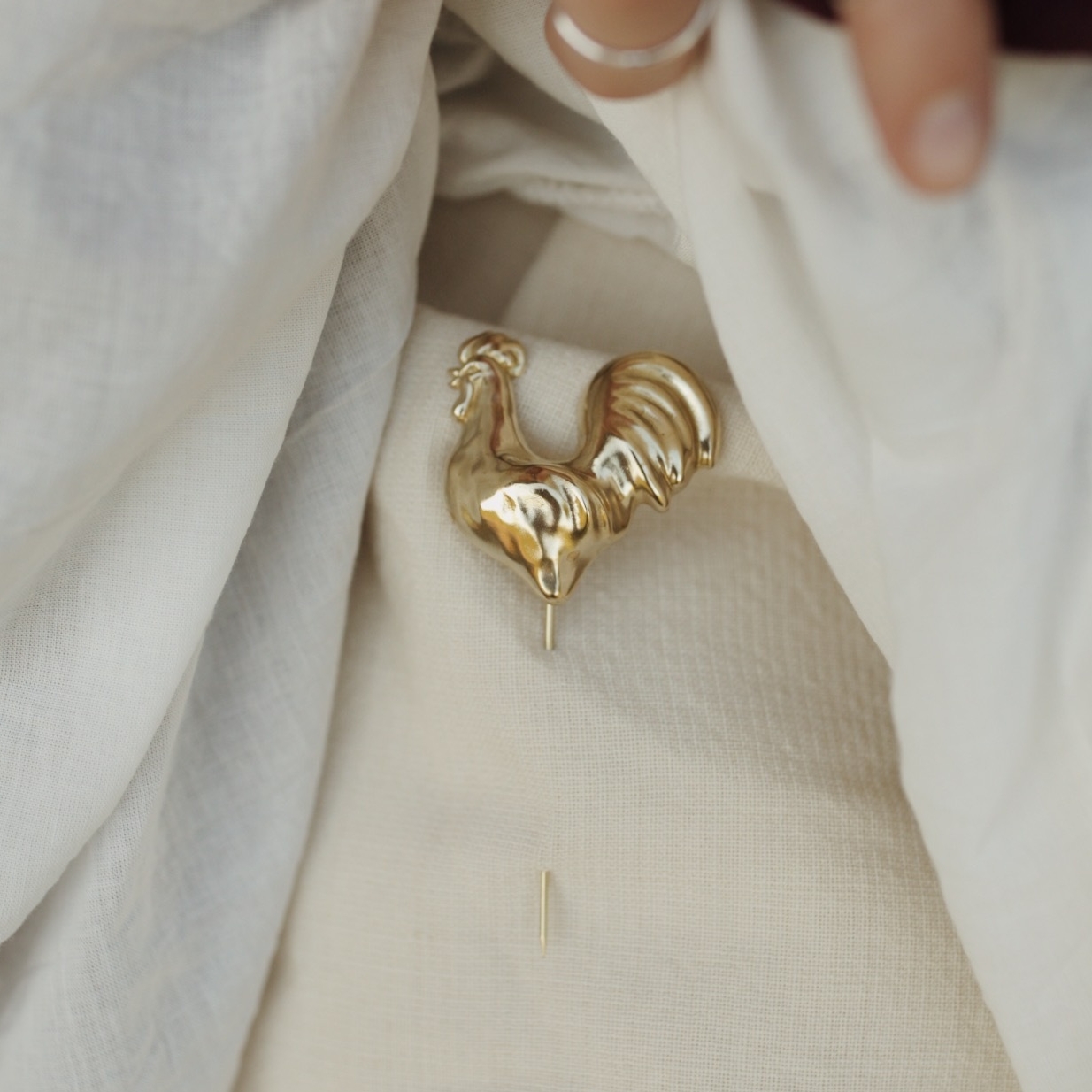 Брошь Петушок золотой