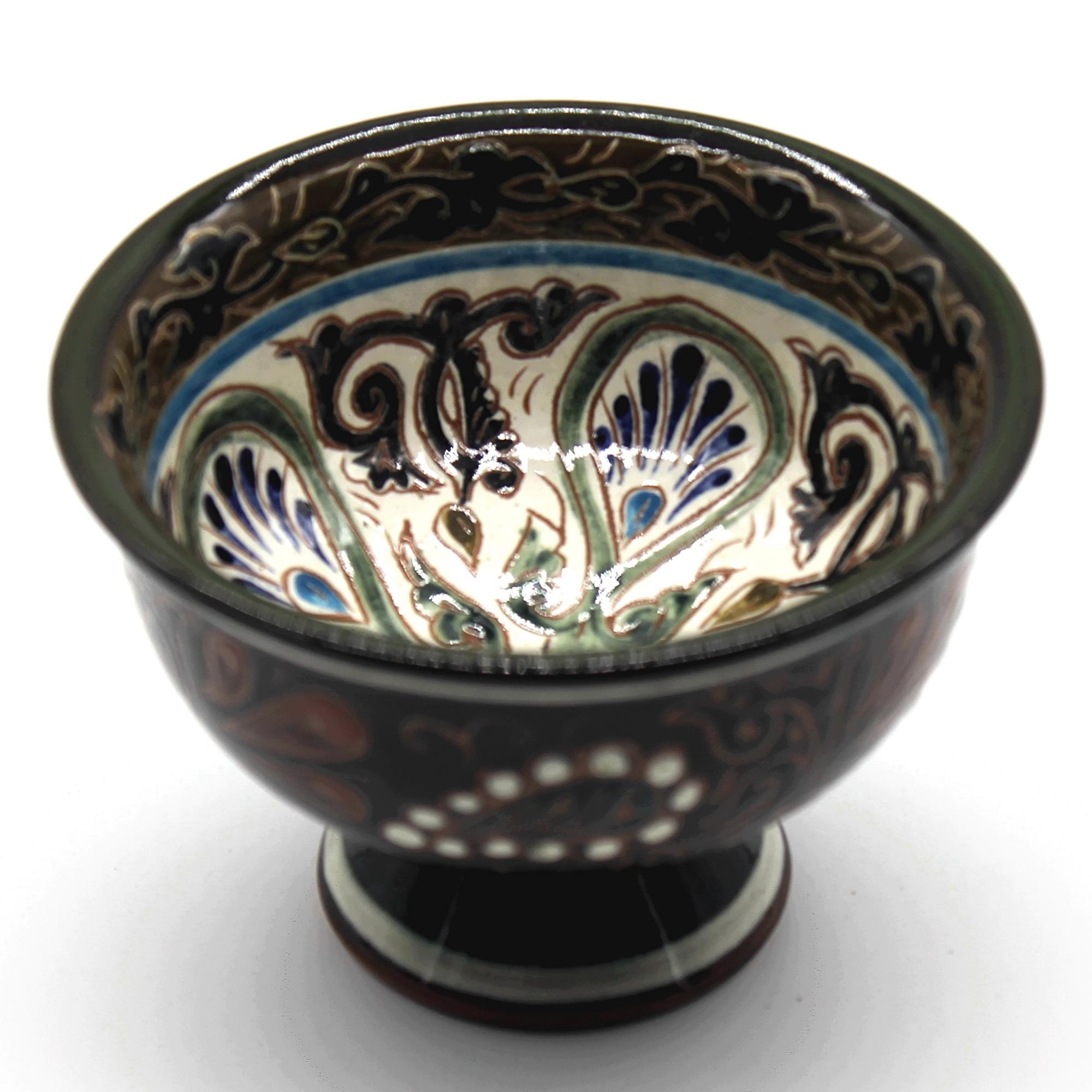 Авторская пиала "Растительный мир" ручной работы — Риштанская керамика Гафура Бободжонова | Подарок из Узбекистана