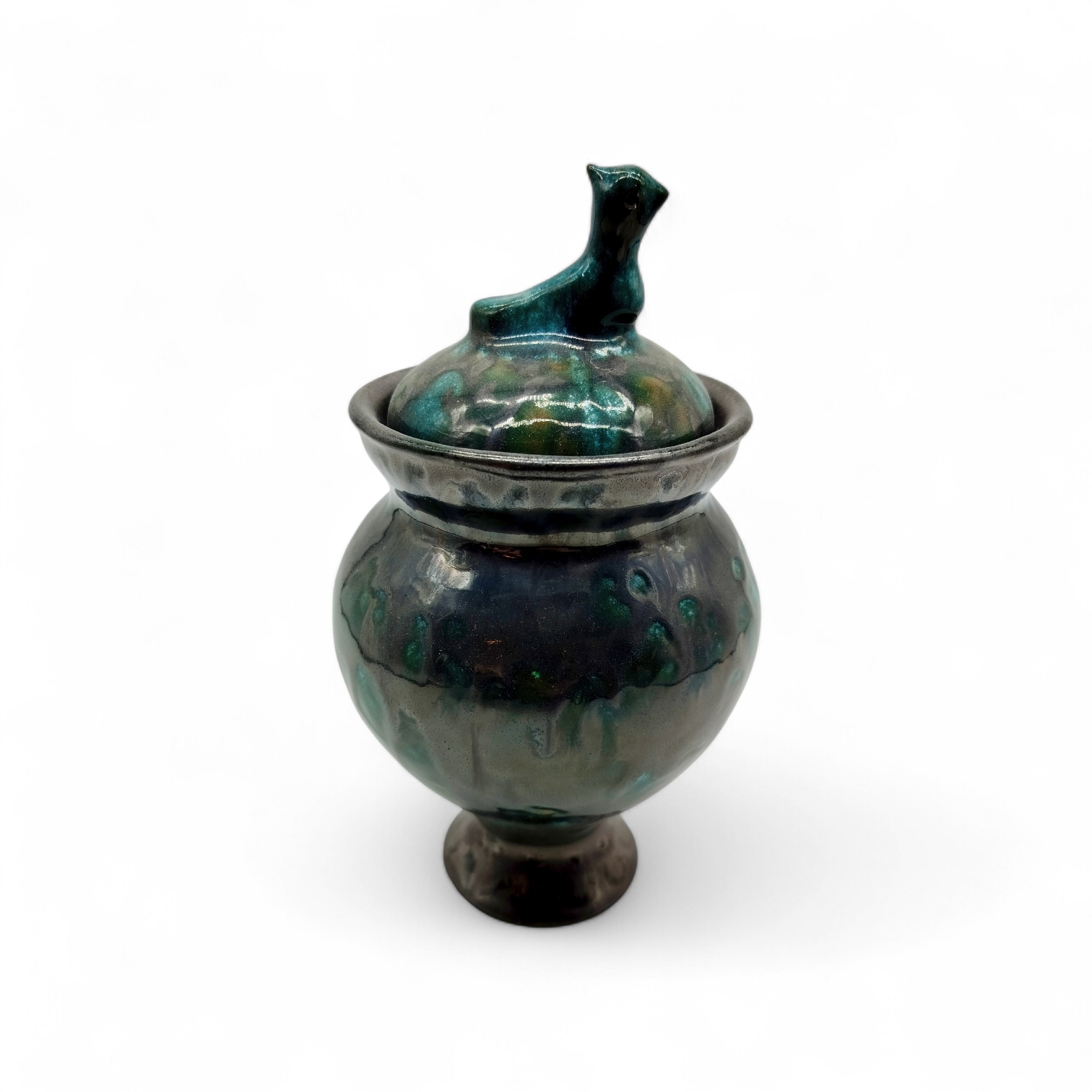 Ваза-конфетница ручной работы Алишера Назирова. Риштанская керамика, ишкоровая глазурь