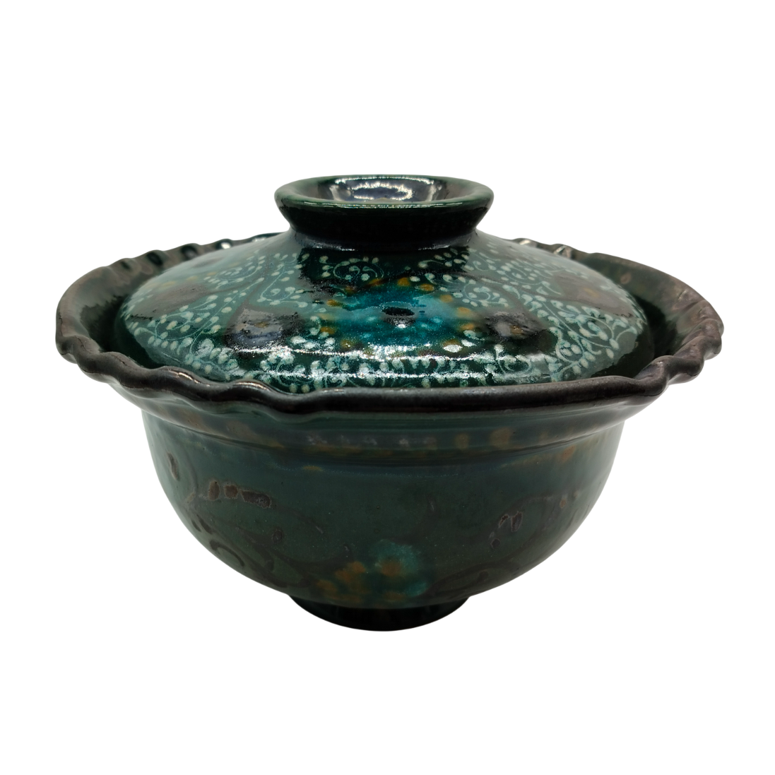 Авторская риштанская керамика: Ваза-салатник с крышкой работы Алишера Назирова