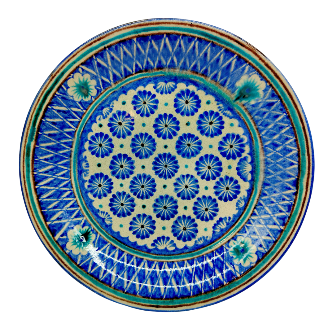 Авторская Риштанская керамика: ляган с ишкоровой глазурью от Исмаила Комилова, 36 см