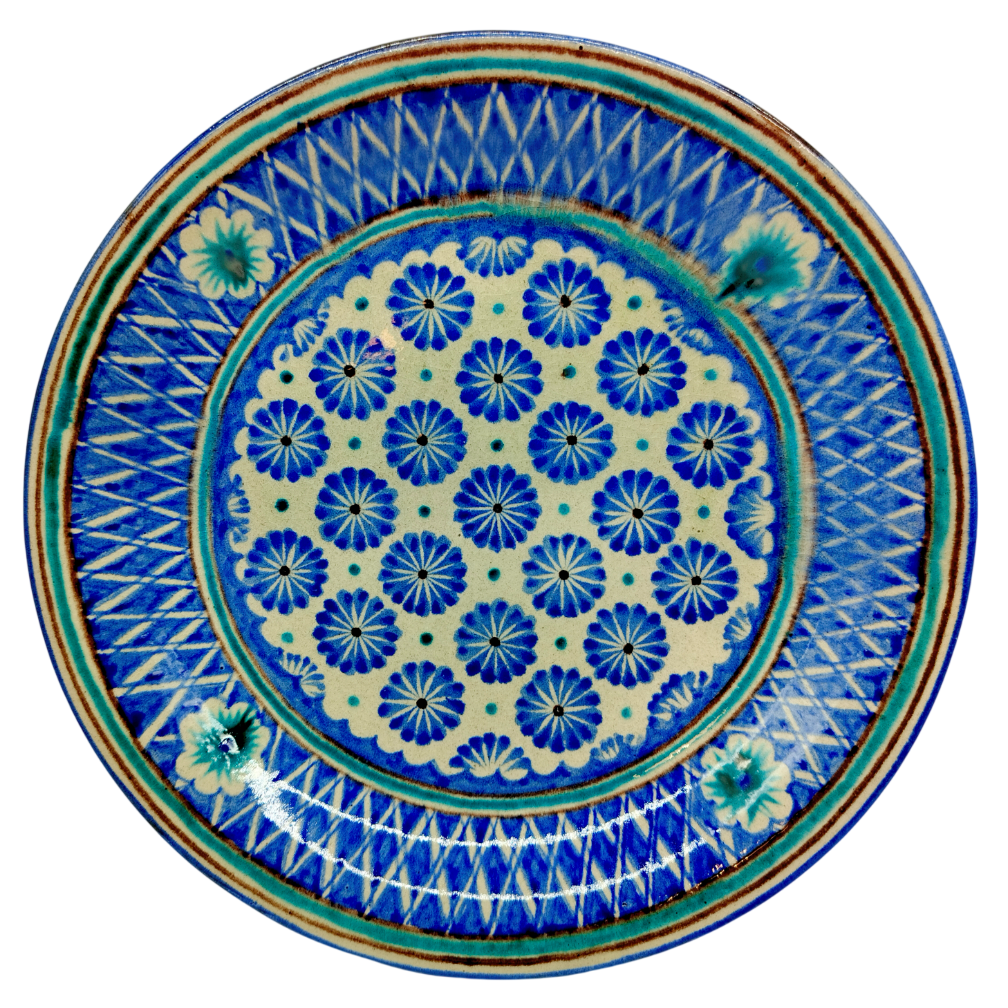 Авторская Риштанская керамика: ляган с ишкоровой глазурью от Исмаила Комилова, 36 см