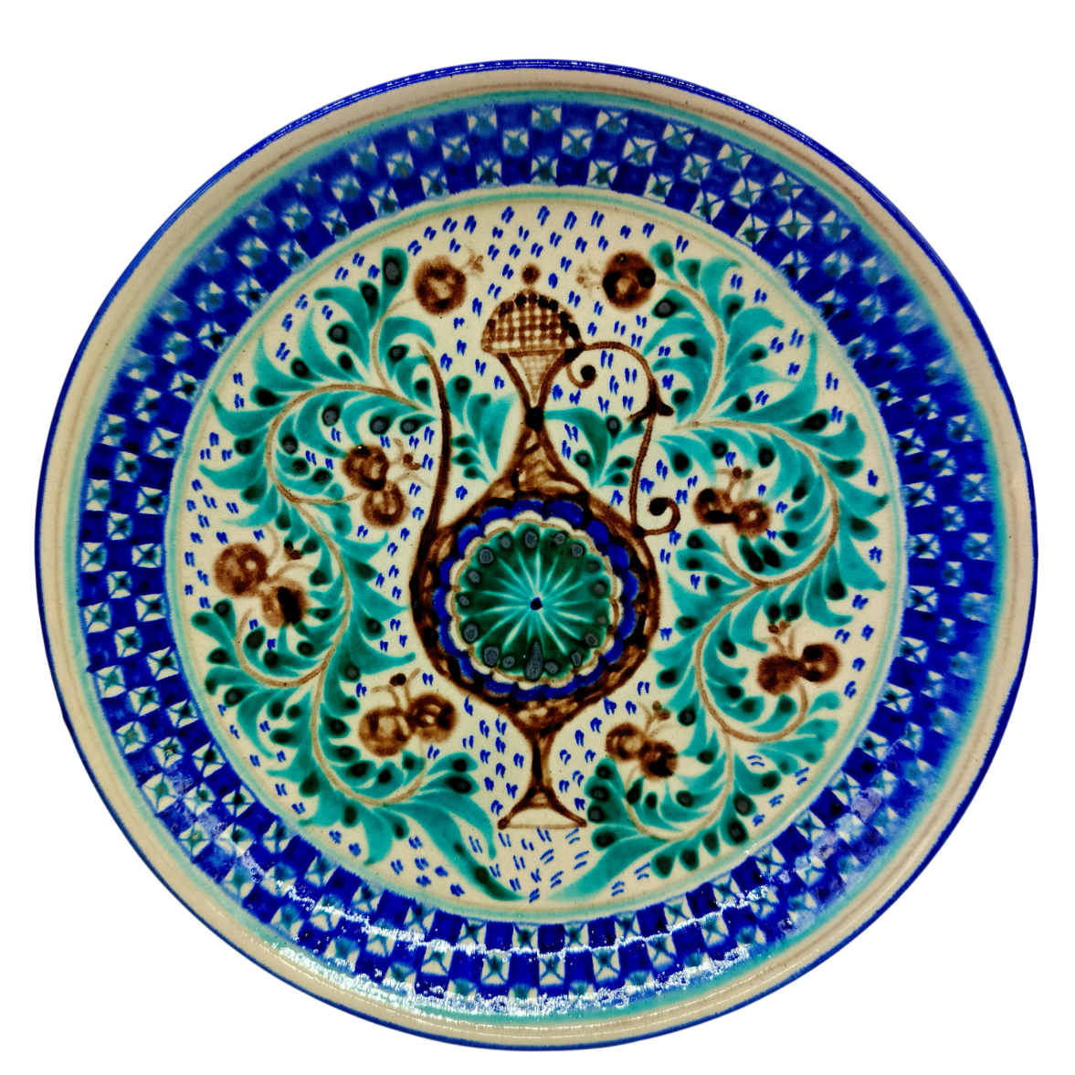 Эксклюзивный узбекский ляган от мастера Исмаила Комилова | Авторская Риштанская керамика