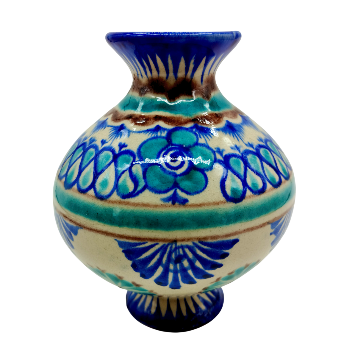 Ваза для цветов ручной работы, риштанская керамика, ишкоровая глазурь, 16 см