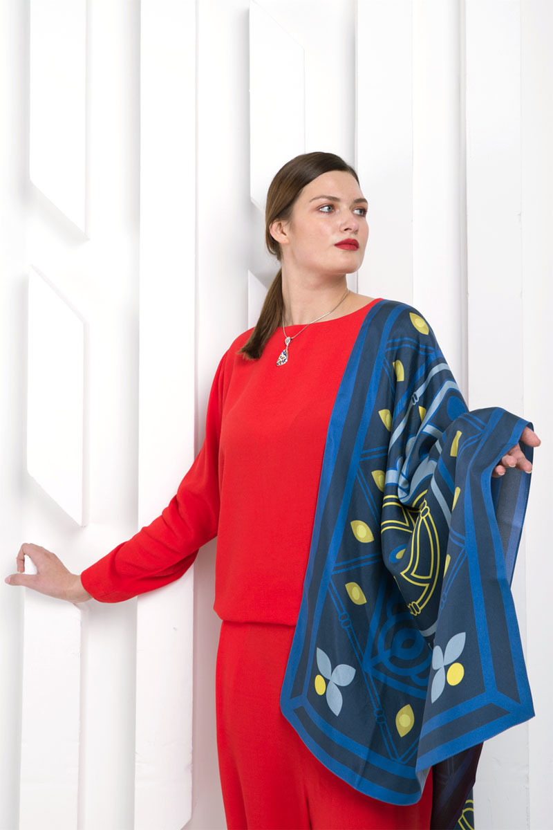 Палантин Пожелание сапфир