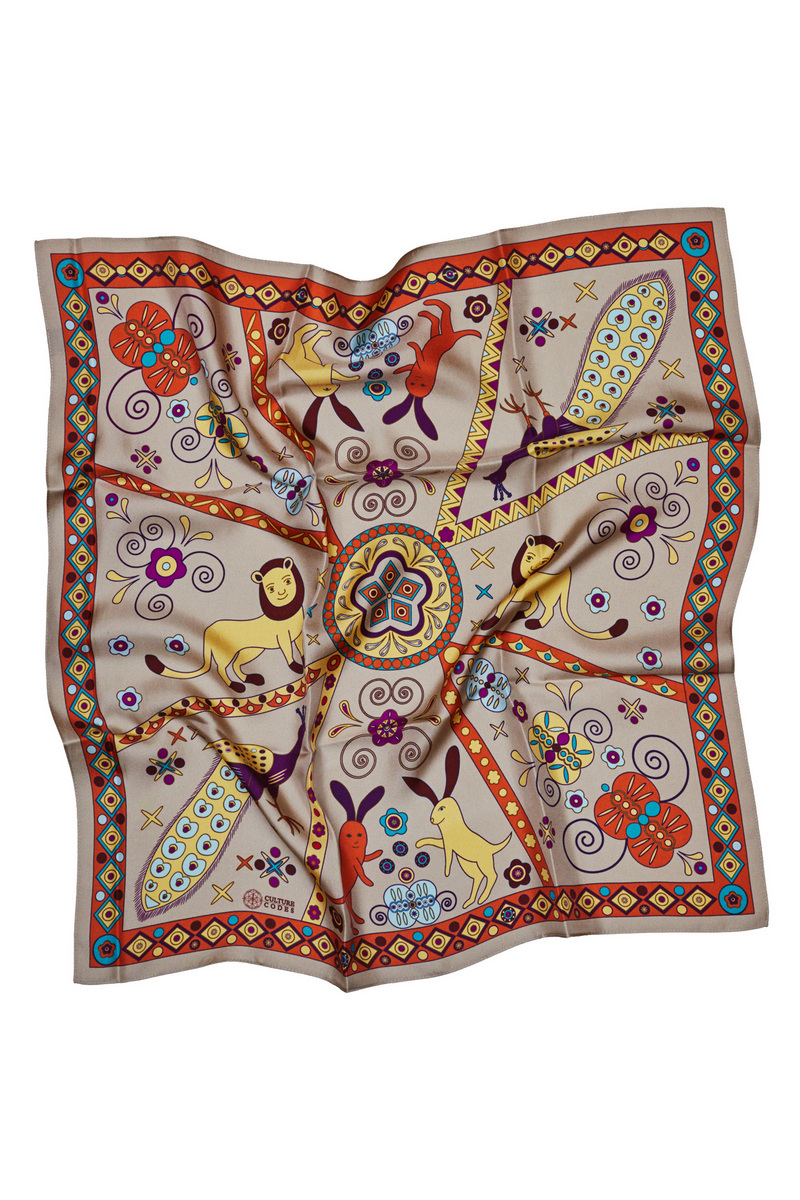 Платок-каре «Райский сад.  Осень»