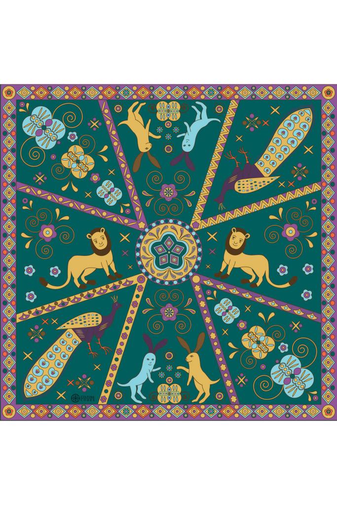 Платок-каре «Райский сад.  Лето»