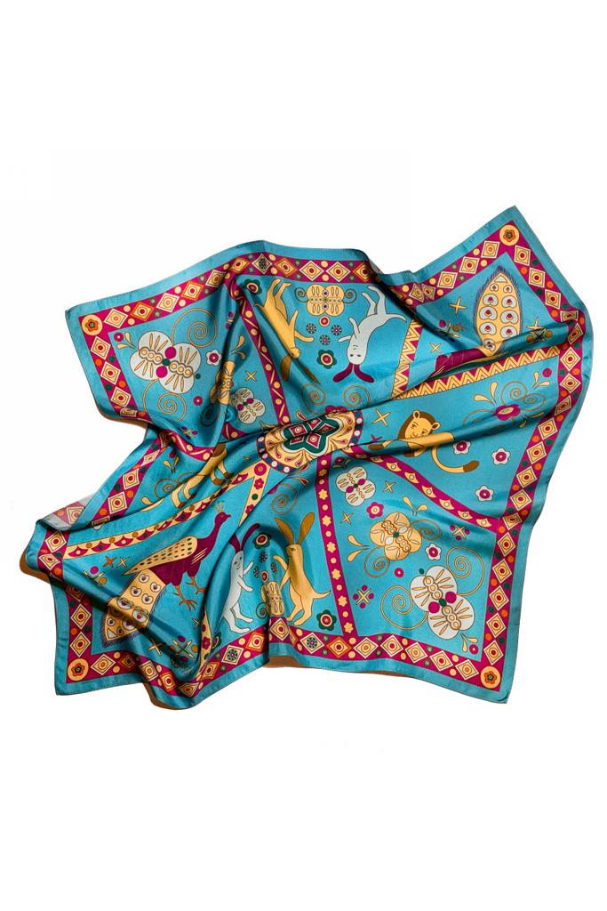 Платок-каре «Райский сад.  Зима»