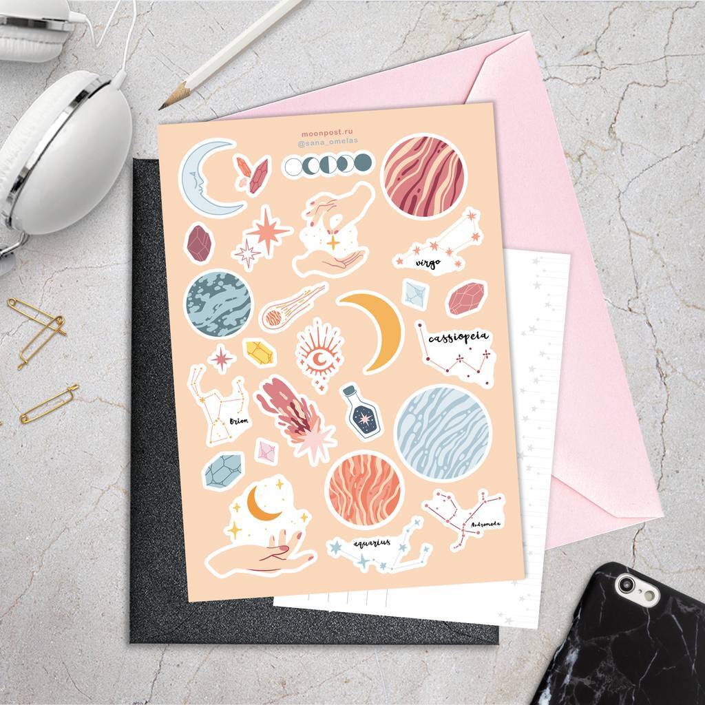 Набор наклеек «Розовый космос»