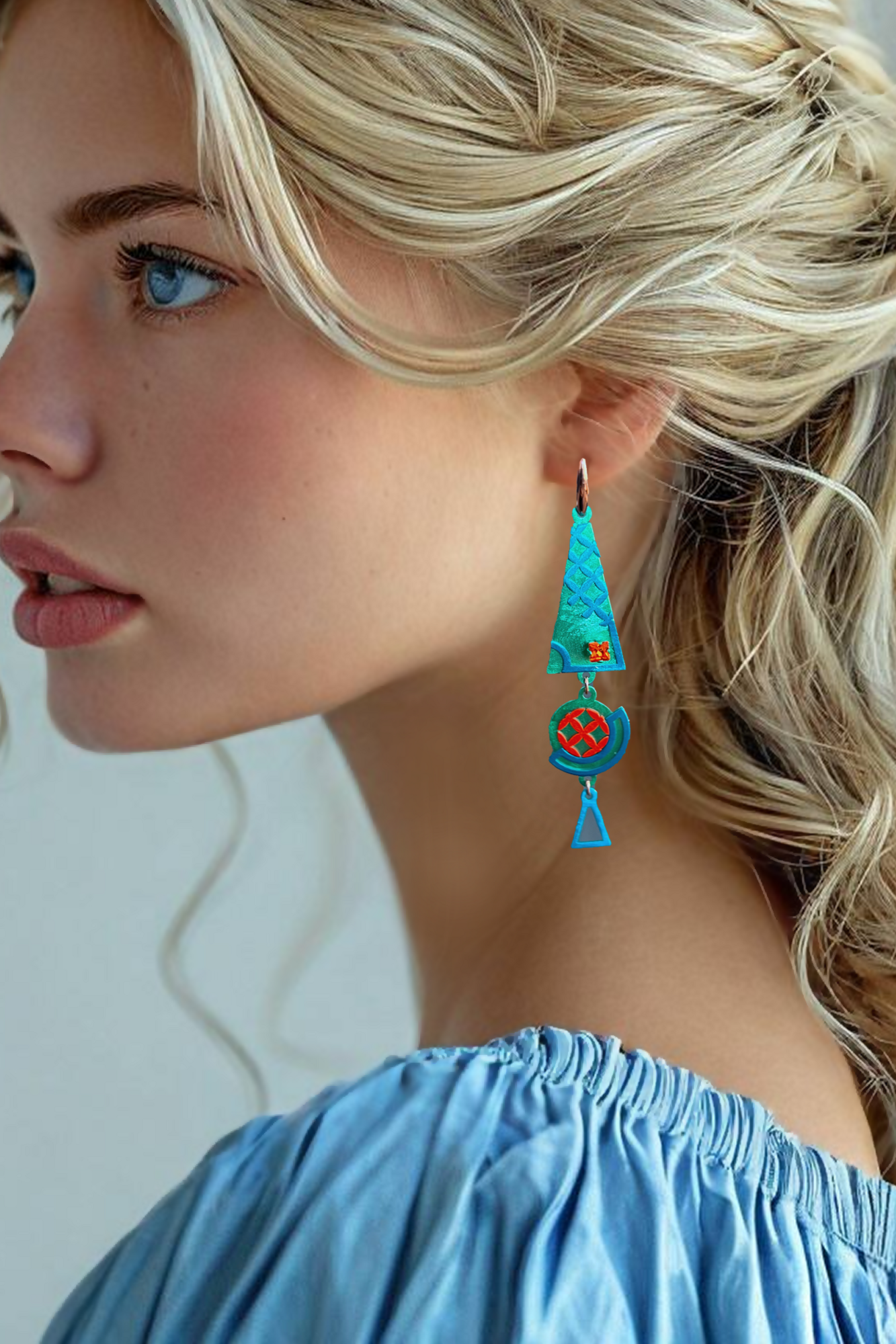 Длинные серьги Мятный лимонад и апельсиновые искры