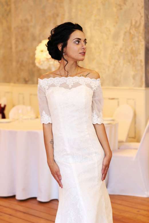 Свадебное платье рыбка с рукавами