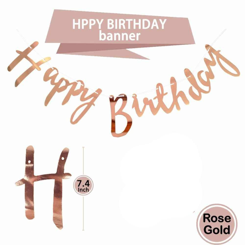 РАСТЯЖКА HAPPY BIRTHDAY  роз золото