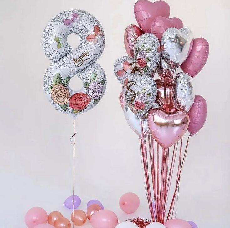 8 марта набор шаров розовый нежный