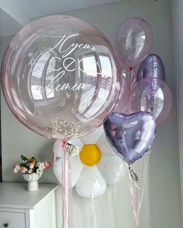 8 марта шары  прозрачный роз