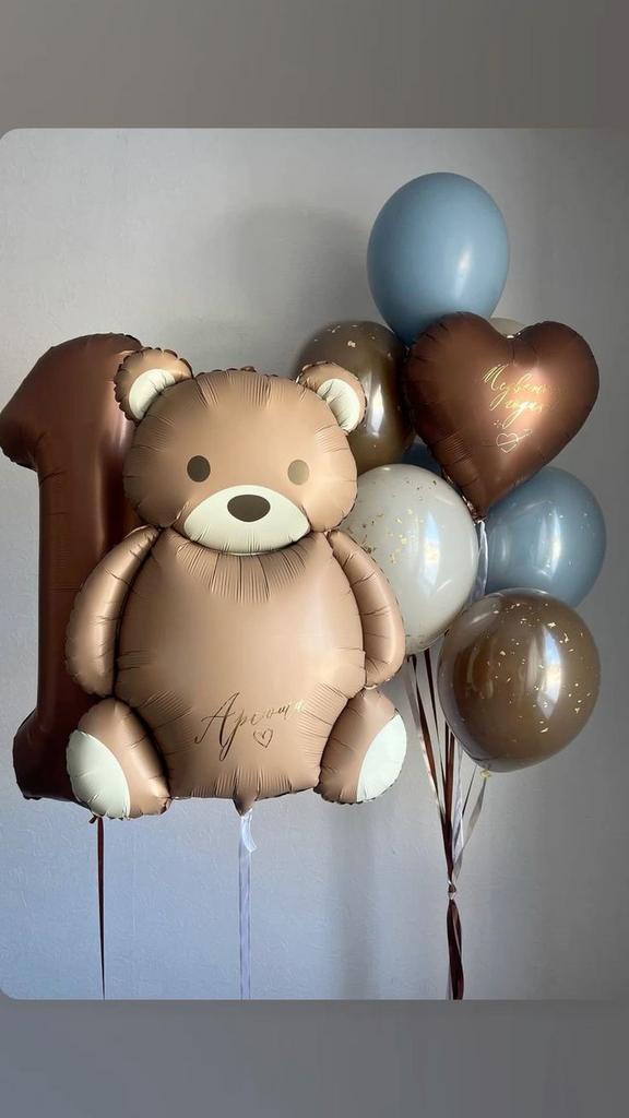 Мишка Барни на годик с шоколадной цифрой