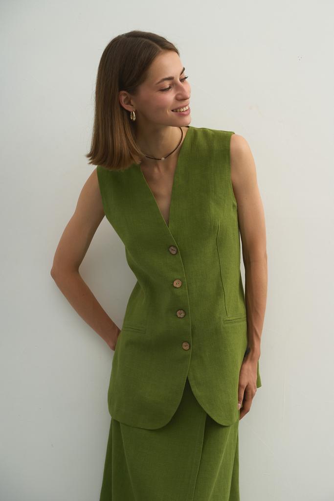 Жилет удлиненный льняной Lime