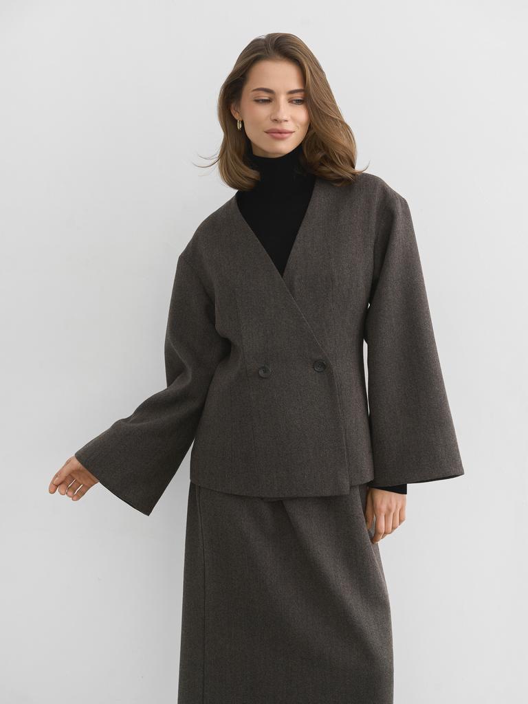 Жакет-кимоно из шерсти Diamant brun