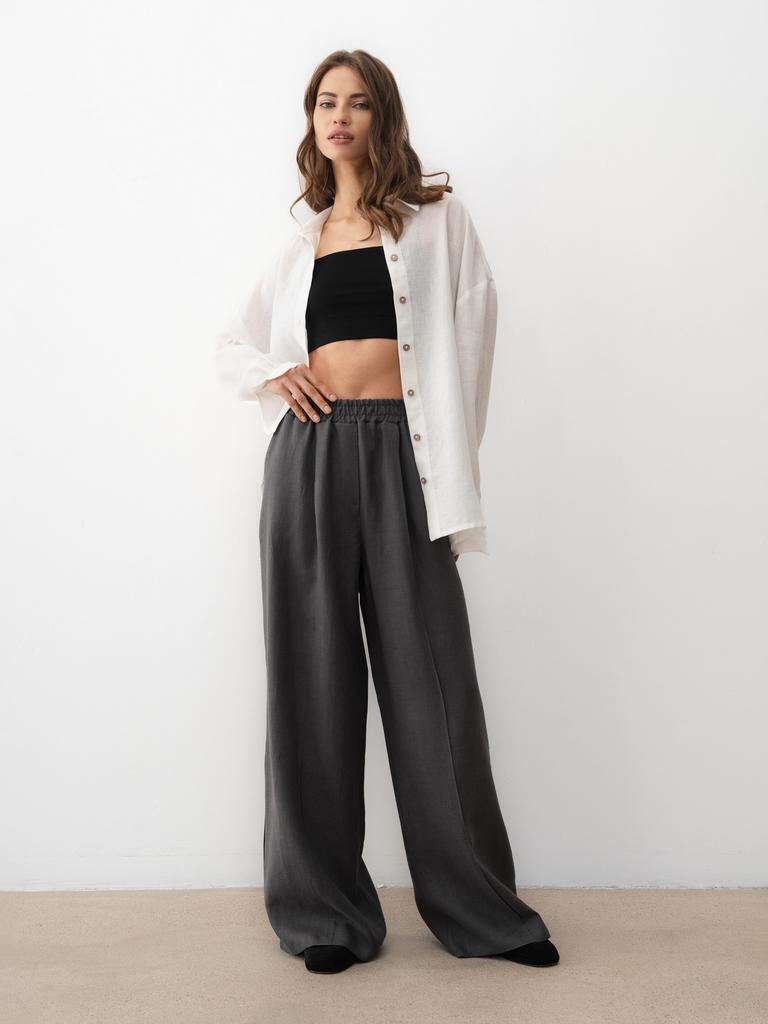 Льняные брюки серого цвета Pure Linen