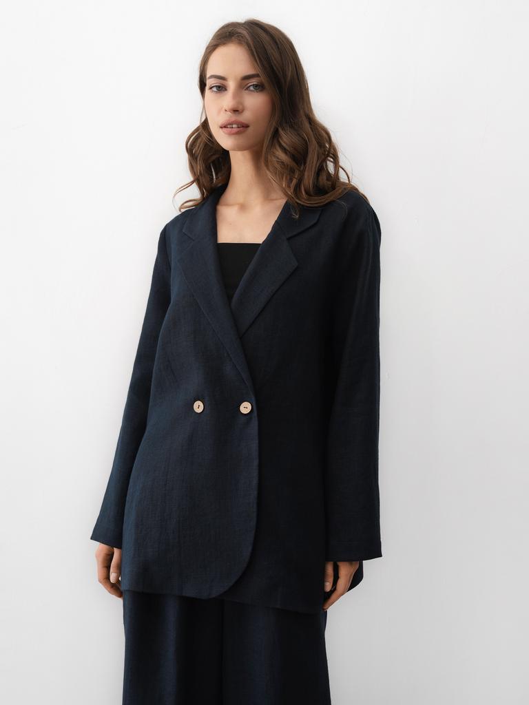 Жакет льняной женский темно-синий купить в Pure Linen