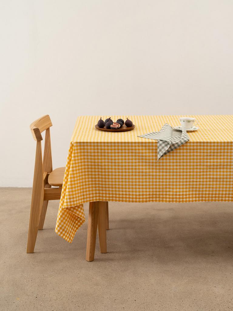 Скатерть в желтую клетку - цвет «Медовый полдень», варёный хлопок