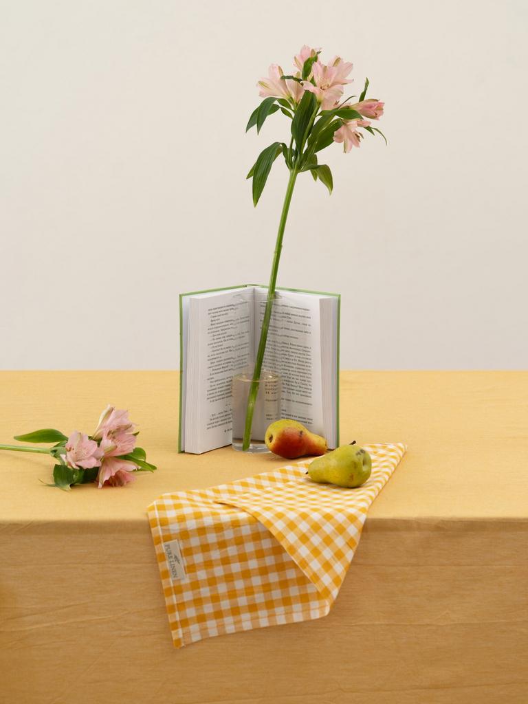 Салфетки в тёплую желтую клетку — варёный хлопок, размер 40×40 см