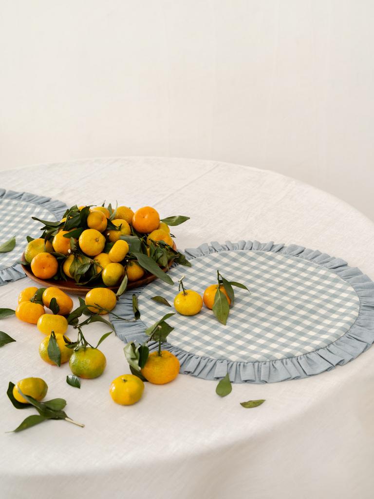 Двухсторонние круглые плейсматы из вареного хлопка - для повседневной сервировки и красивых завтраков