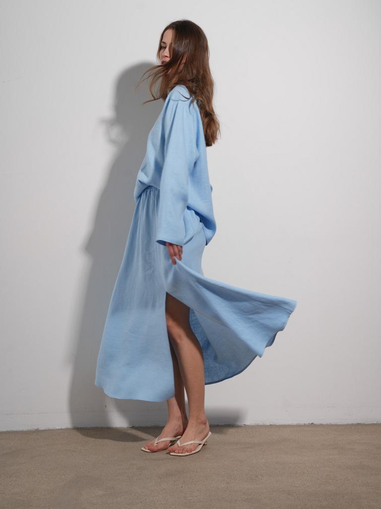 Юбка льняная женская небесно-голубая