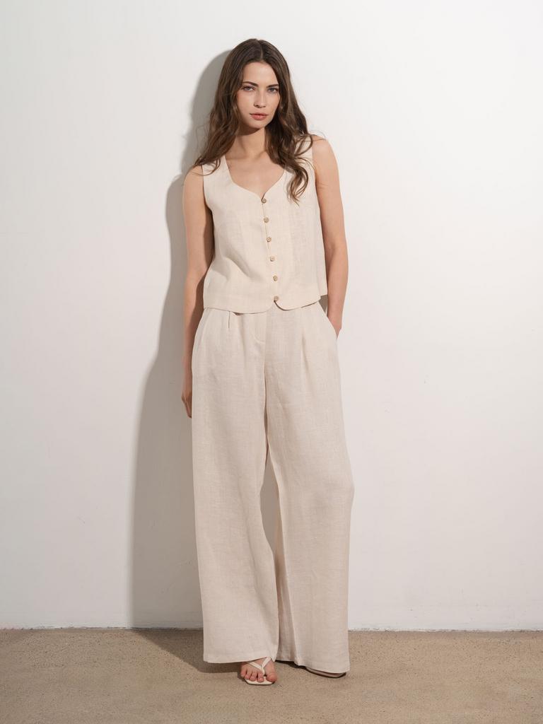 Жилет льняной кремового цвета на пуговицах Pure Linen