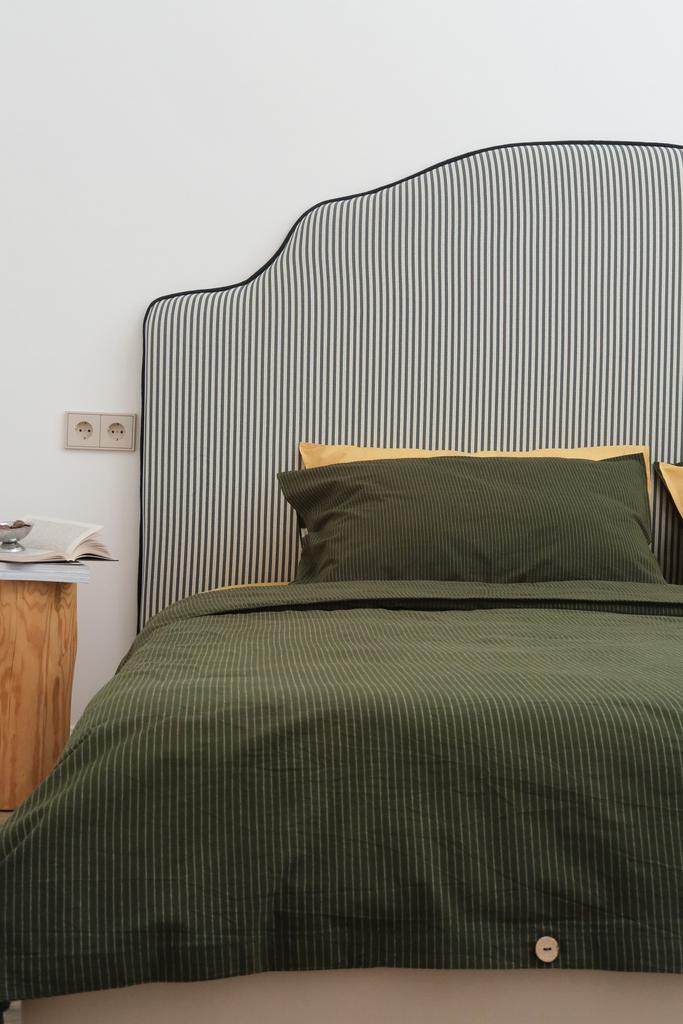 пододеяльник хвойный в полоску вареный хлопок пододеяльник зеленый хлопок постельное белье пододеяльник из варёного хлопка Pure Linen