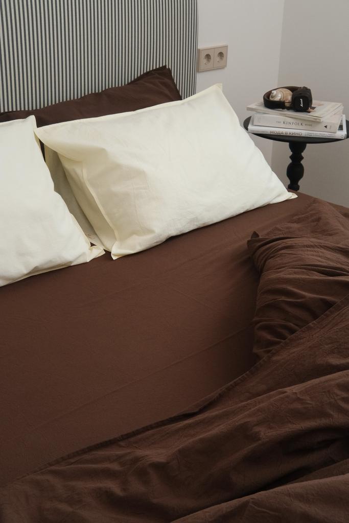 шоколадная простыня вареный хлопок простыня коричневая однотонная простыня постельное белье Pure Linen