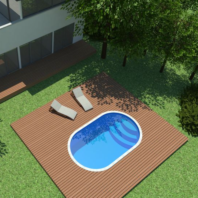 Овальный бассейн со ступенями F-BAS 004 (Длина от 4 до 7 метров)