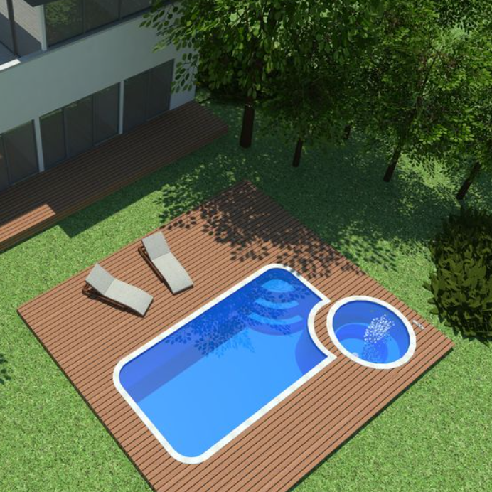 Купель и бассейн со ступенями F-BAS 007 (Длина от 4 до 7 метров)