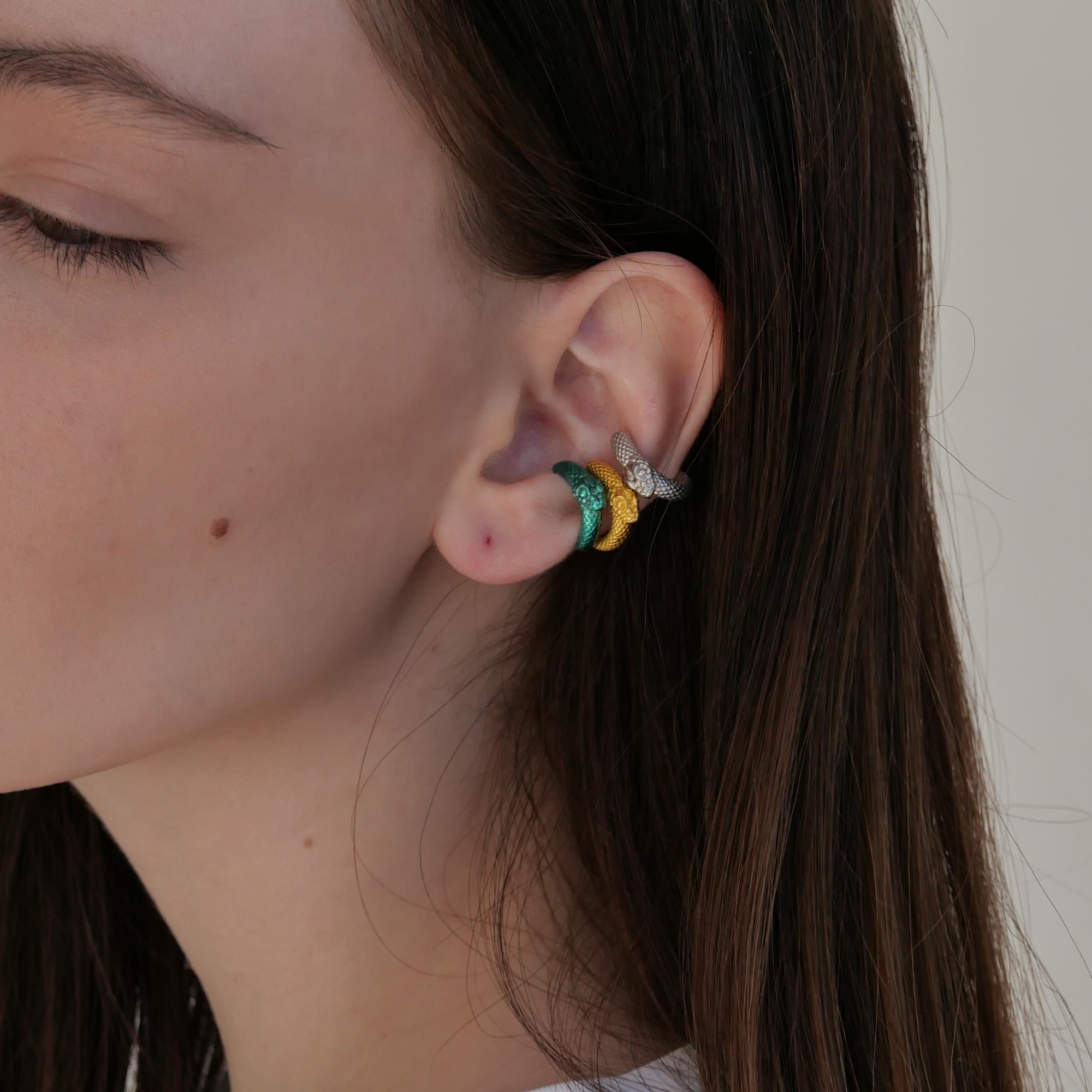 Кафф со змеей серебряный