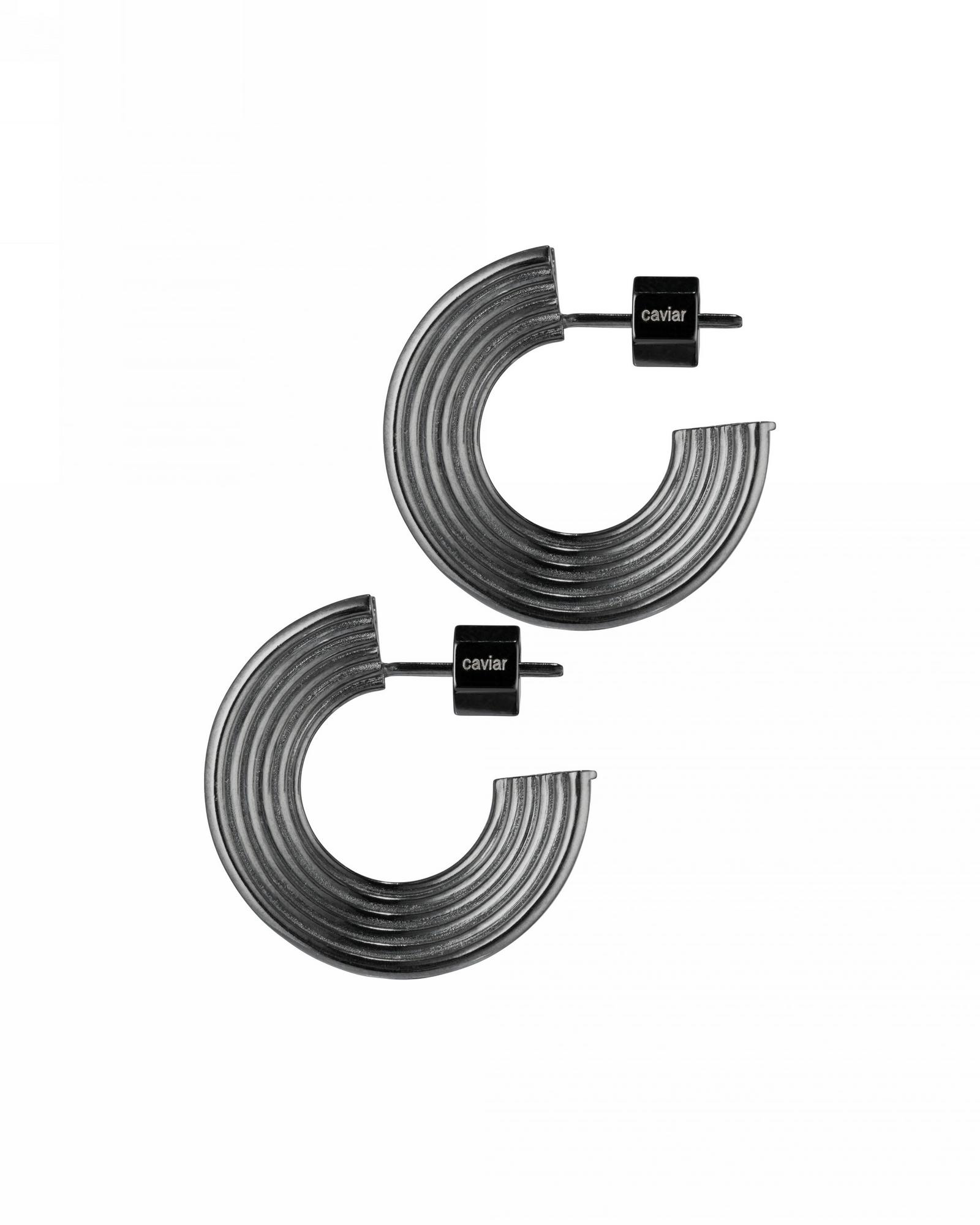 Серьги-кольца  черный родий