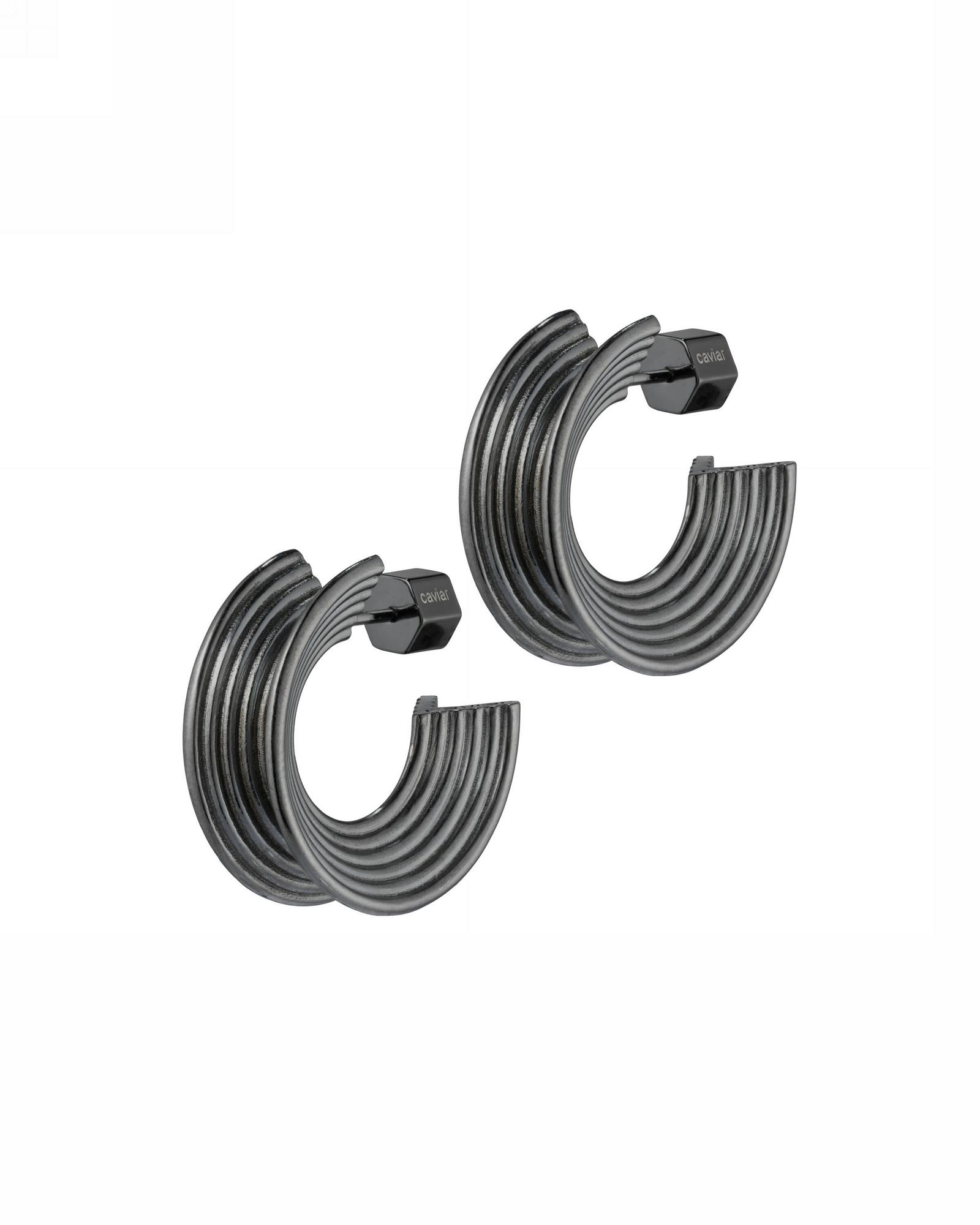 Серьги-кольца  черный родий