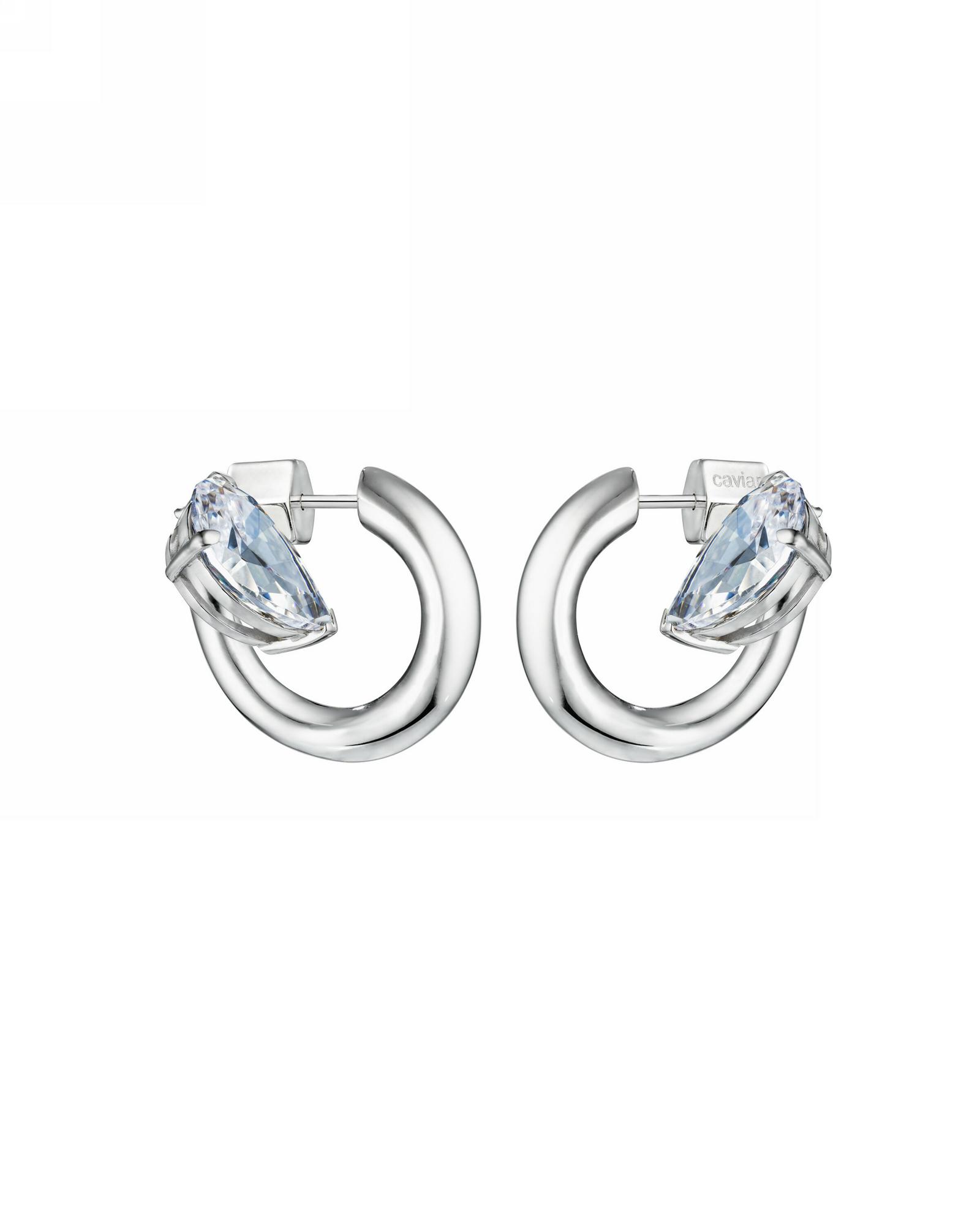 Серьги с кристаллами серебряные