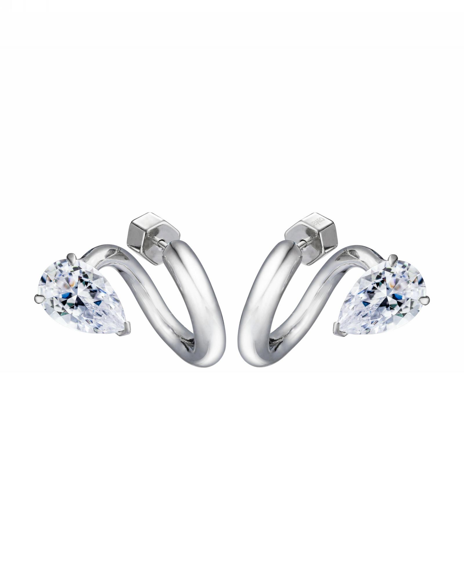 Серьги с кристаллами серебряные