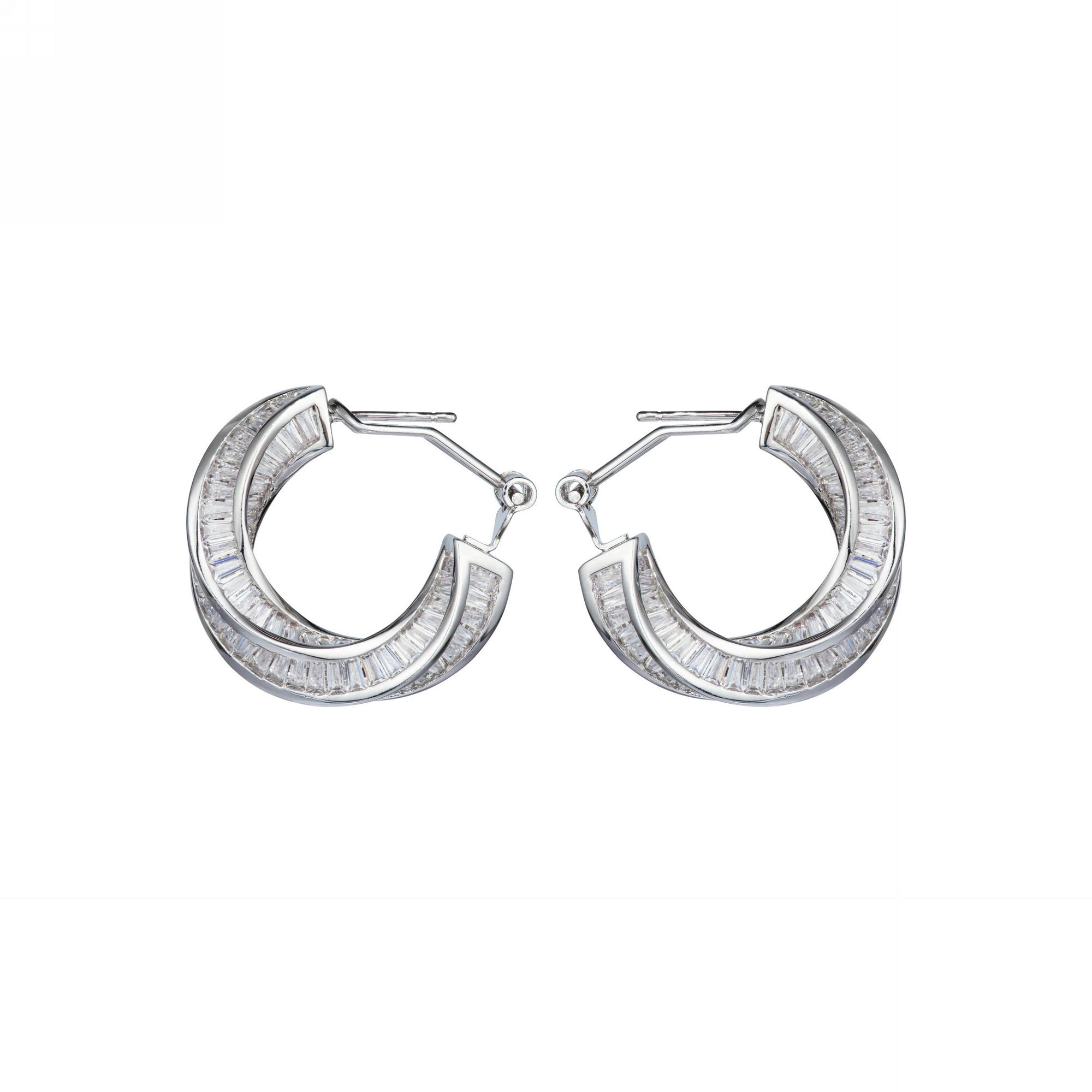 Серьги-кольца с багетами