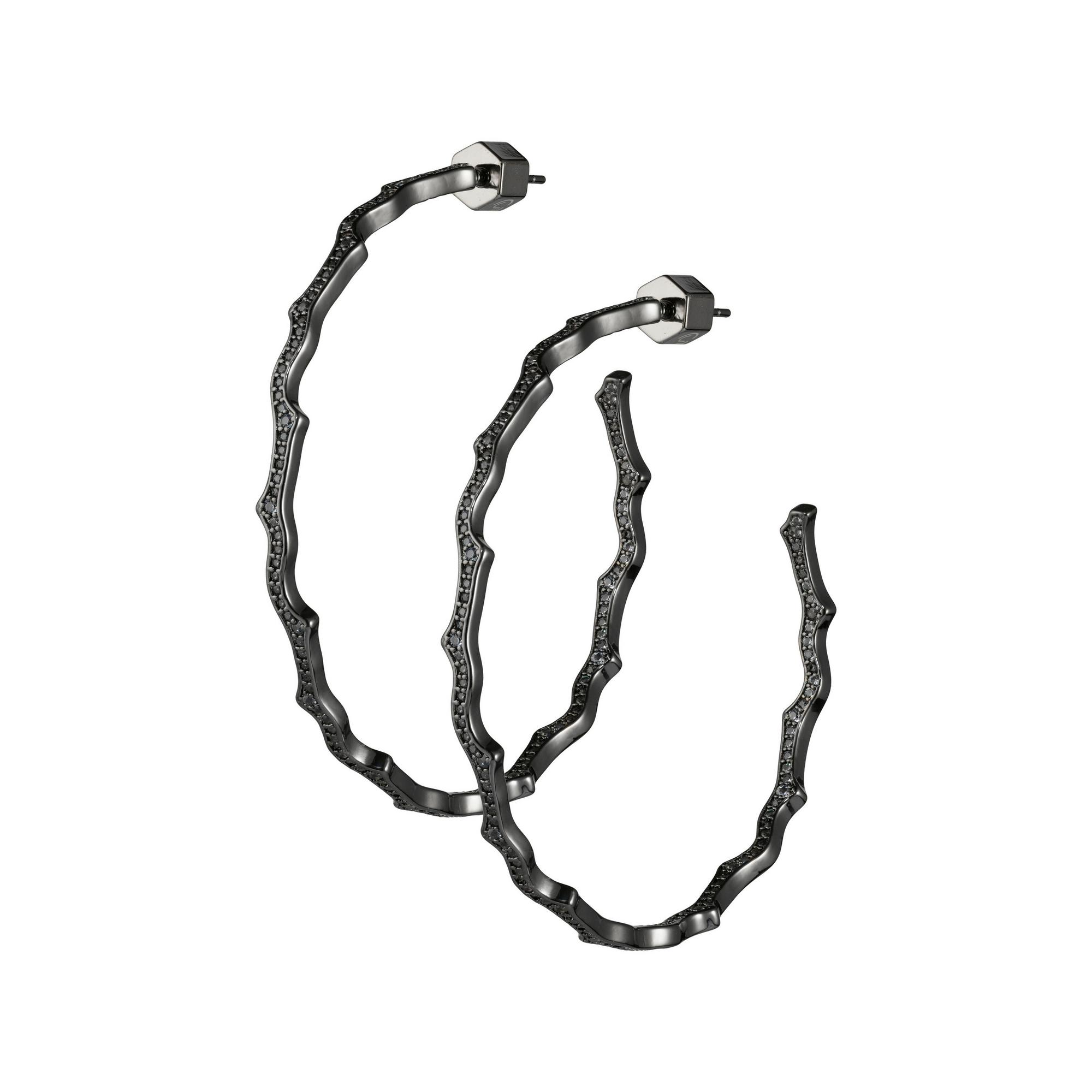 Серьги-кольца с нанокристалами черные