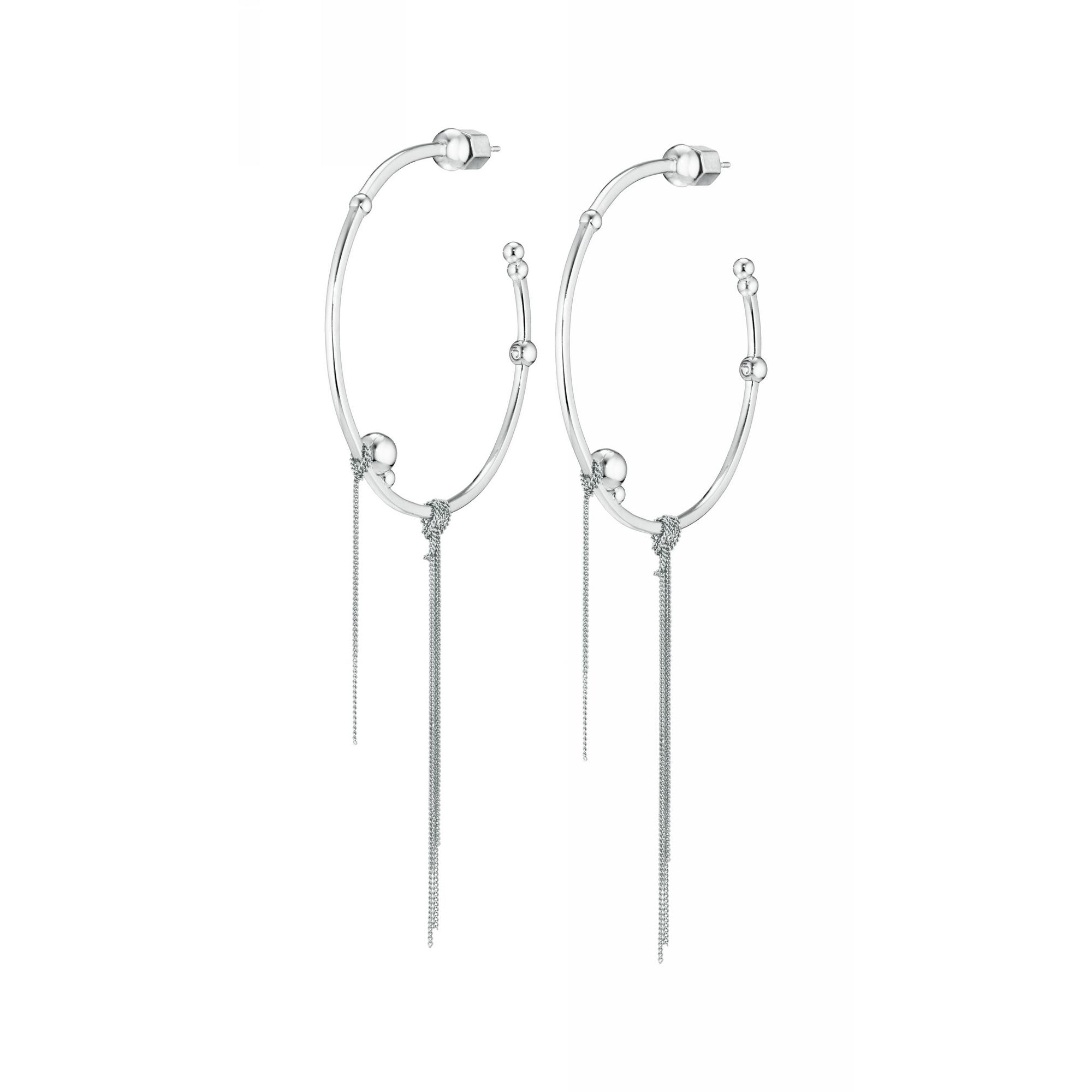 Серьги-кольца со сферами серебряные