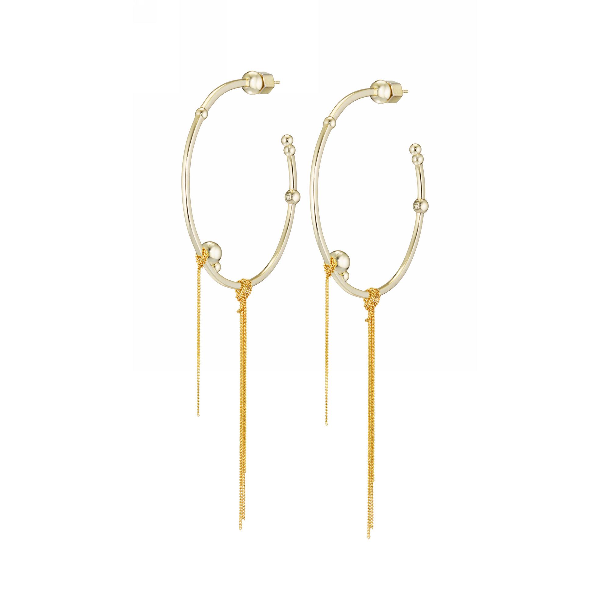 Серьги-кольца со сферами золотые