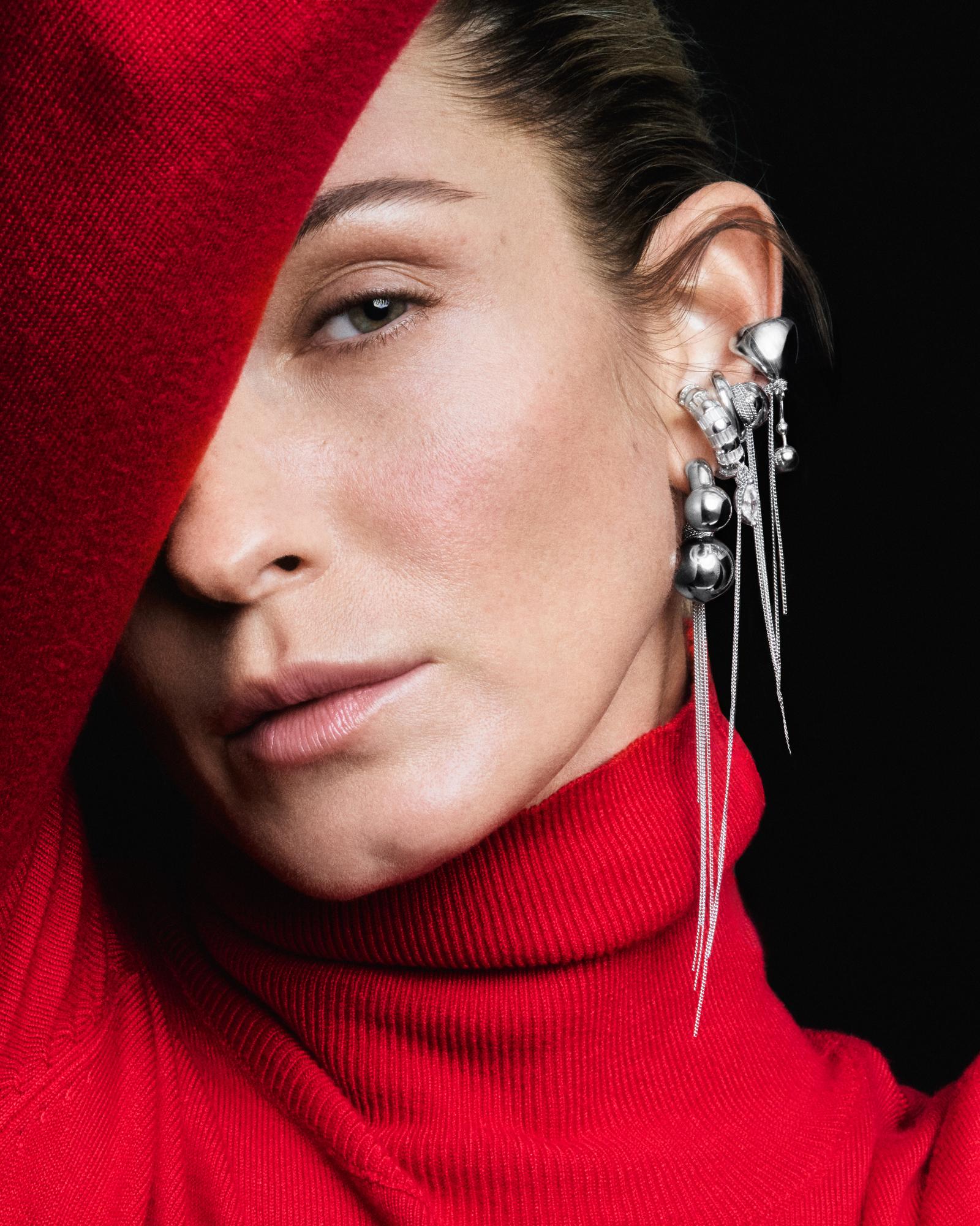 Кафф с подвеской серебряный