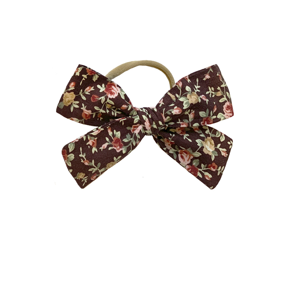 Бант на резинке BROWN  FLOWERS