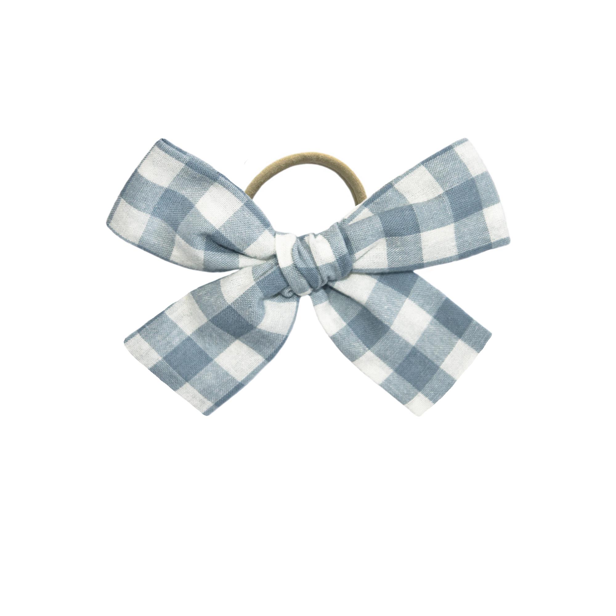 Бант на резинке VICHY BLUE