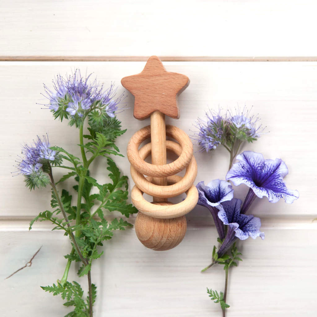 Погремушка-грызунок с колечками Волшебная звёздочка