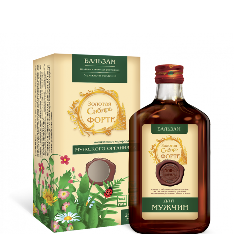 Бальзам Золотая Сибирь  для мужчин Форте, Сиб-Крук, 250 мл.