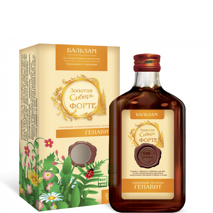 Бальзам Золотая Сибирь Гепавит Форте, Сиб-Крук, 250 мл.